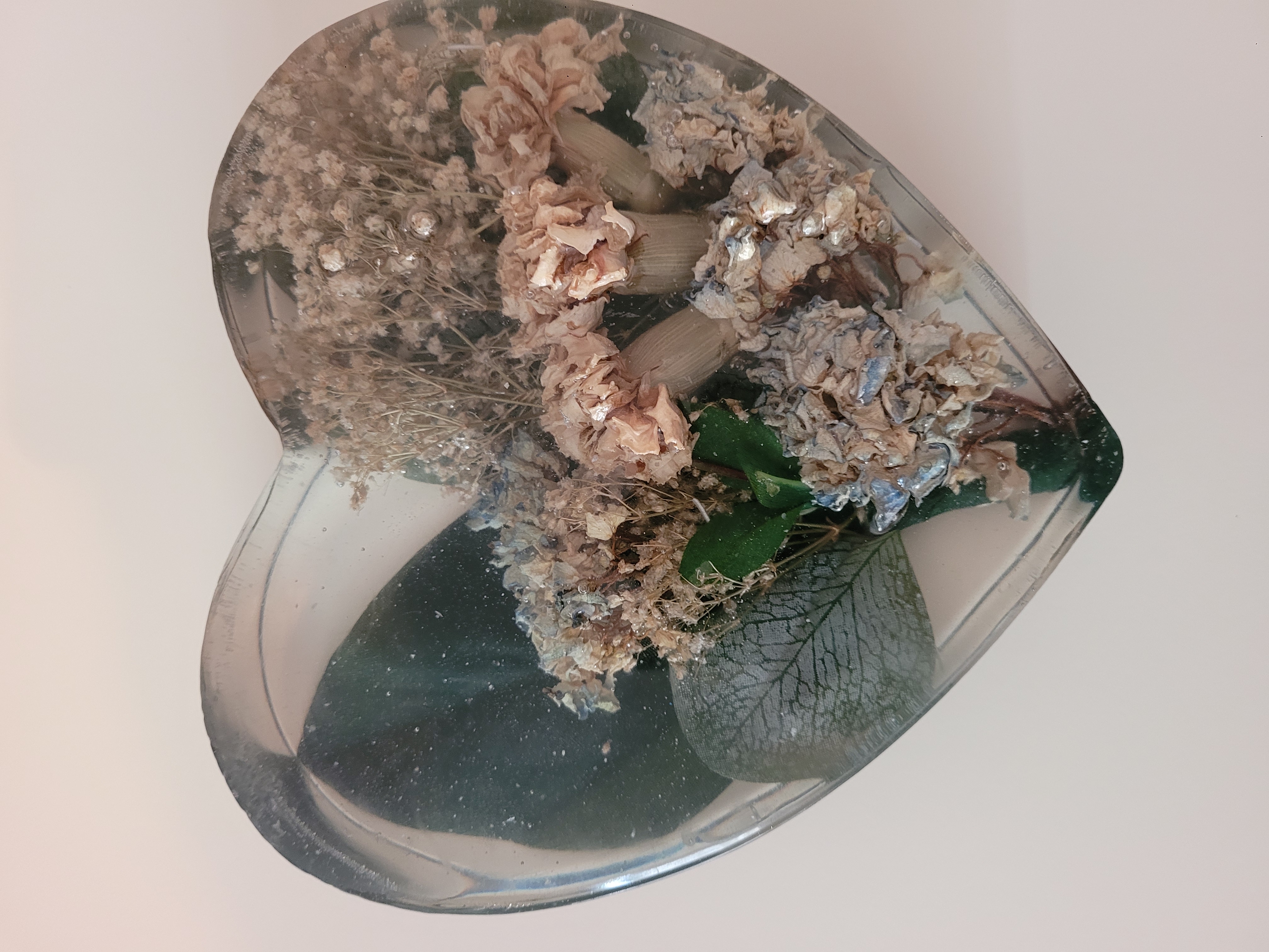 Custom Heart-Shaped Epoxy with Wedding Flowers
