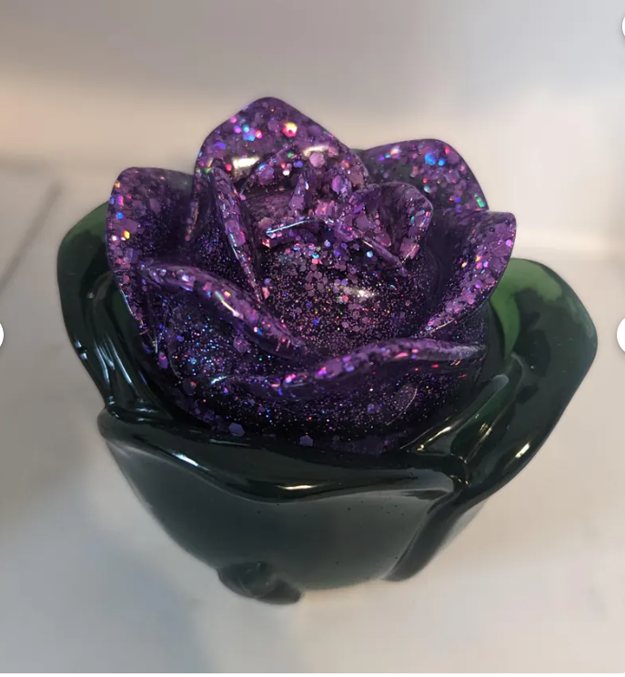 Custom Hand-Made Epoxy Resin Rose Jar