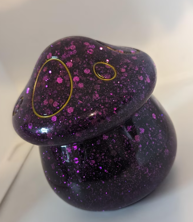 Black and Purple Epoxy Resin Mushroom Jar
