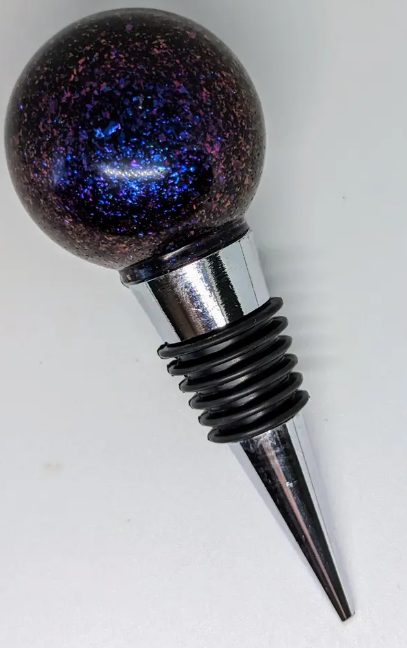 Sparkling Blue Epoxy Wine Stopper